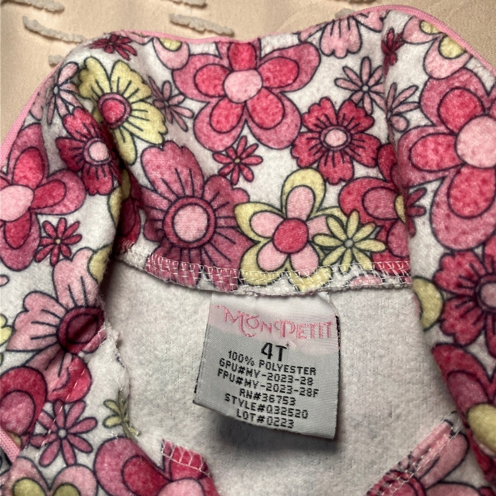 Mon Petit Pajamas Girls 4T Floral Print Button Down Sleepwear Set - Picture 4 of 6